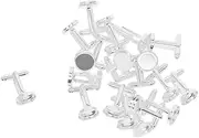 [misppro] 20Pcs 12mm Round Blank Settings Base Pad Cuff Links DIY Cufflink Tray Silver