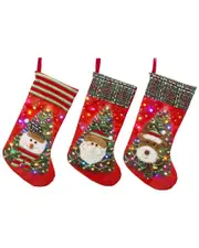 Gerson International Set of 3 20-In H B/O Lighted Stocking 3 Styles
