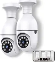 2pcs Light Bulb Security Camera 2K, PTZ WiFi 360 Degree,Outdoor Indoor 360 PTZ B