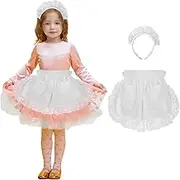 Cosplay Waist Apron with Headband Girls, White Kids Half Apron with Pockets, Costume for Kitchen, Party, Painting