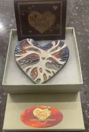 Blessed Heart Raku Pottery By Jeremy Diller Tree of Life Design Handmade Signed