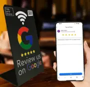 NEW Smart Contactless Google Review 'Review Us' Counter Sign Stand NFC + QR Code
