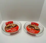Pyrex 229 Fluted Edge 9.5" Deep Pie Dish Pie Baking Plate Clear Glass w/ Handles