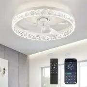20" Modern Ceiling Fans with Lights and Remote, Dimmable Low Profile Ceiling Fan