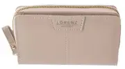 Lorenz Ladies Medium Zip Around Purse Card Holder RFID Protection Taupe