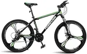 Folding Mountain Bike, 24" Unisex Shock Absorber Bicycle 24 Speed Double Disc Brake Aluminum Alloy Frame Cross Country Bicycle Slip Wear Tire,Green