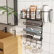 Wall-Mounted Hair Dryer Holder Styling Tool Organizer 4-Shelf Storage Wire Baske