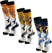 [Qterdiz] Unisex Children's Warm Ski Socks Boys Thick Ski Socks Girls Thermal Socks for Ski and Snowboard 3 Pairs