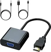 HDMI to VGA Adapter Converter Kit FDG 1080P HDMI Female to VGA Male Converter Adapter 3.5mm Audio Cable-2pack