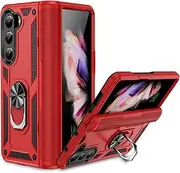Asuwish Compatible with Samsung Galaxy Z Fold 5 5G 2023 Case and Stand Ring Holder Magnetic Kickstand Cell Accessories Phone Cover for Gaxaly ZFold5 Z5 Fold5 5Z ZFold55G for Women Men Red