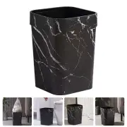 Black Marble Pattern Waste Basket Trash Can Premium Material Simple