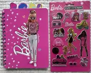 Lot of 2 Barbie Notebook /Journal and Puffy Sticker Set Spiral 9x6