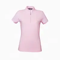 在飛比找momo購物網優惠-【PING】女款果嶺迷彩立領短袖POLO衫-粉紅(吸濕排汗/