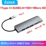 6 in 1 HUB Adapter USB C Type C to Multi Port USB 3.0 TF Card/Micro SD Reader