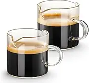 Qipecedm Espresso Cups Set of 2, 4 OZ Double Spouts, Clear Glass, Espresso Accessories