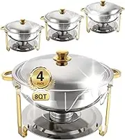 Beviliu 8QT Chafing Dishes for Buffet, Warming Trays for Buffets Party, 4 Pack 8QT Food Warmers for Parties Buffet, Catering Supplies Buffet Display Chafing Dish for Any Parties