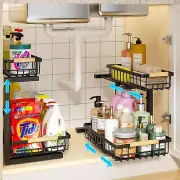 L-Shaped Under Sink Organizer with 2 Sliding Drawers - Space-Efficient Design