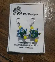 KM Designs Dangle Funky Glass 14k Gold Filled Wire Hooks