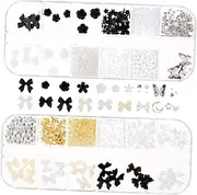 Ipetboom 1set Nail Gems Rhinestone Charms for Nail Art DIY Flower Decorations Manicure Accessories Suitable for Home Use for All Occasions Creative Combinations 2boxes