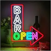 Sign Lamp Bar Open Neon Sign Arrow Neon Light Wall Hanging Decor For Shop Bar Cafe Party Bookstore Decor 40x32cm