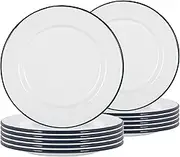 Argon Tableware Enamel Dinner Plates - 25.5cm - Pack of 12 - Navy Dining Plates Lightweight Camping Large Dinner Dish for Appetisers, Starters, Mains, Sides, Desserts