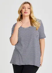[Taking Shape] Taking Shape Stripe T-shirt Size 18 in Navy / White, Viscose - Plus Size Women's Clothing Navy / White