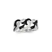 14k White Gold Black and White Real Diamond Ring