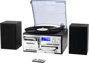 10 in 1 Record Player with External Speakers, 3 Speedturntable with AM/FM Radio,