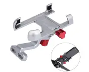 Motorcycle Phone Holder Bicycle Phone Mount Electric Bike Cell Phone Bracket Silver Handlebar