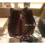 二手精品 LV 路易威登 N40198 NéONOé 經典棋盤格 櫻桃漿果色 水桶包 斜背包 手袋 肩背包 手提包