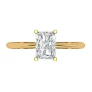 14K Yellow Gold Solitaire Promise Ring, 1 ct Radiant Cut Simulated Diamond