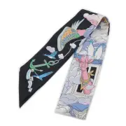 Hermes Twilly My Cloud Sur Mon Nuage Black/Mauve/Multicolor Silk 100