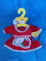 New Build A Bear Christmas Poinsettia Dress & Hat Fashion Set
