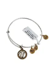 NEW NWT Alex and Ani Letter/Monogram U Charm Bangle Bracelet Silver & Gold Tone