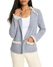 NIC + ZOE Petite Neutral Fringe Trim Jacket