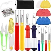 Tanstic 121Pcs Sewing Seam Ripper Set, Big & Small Seam Rippers with Tailors Chalks, Sewing Pins, Scissors, Storage Bag, Thread Remover Tool for Crafting Thread Removing Embroidery Seams