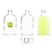 24 x 200ML Glass Water Bottle Juice Drink Screw Lid Kitchen Pantry Storage Jars