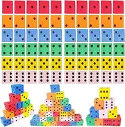 Lohoee 60Pcs Foam Dice,Bulk Foam Teach Cubes Dice,Small Square Blocks Dice with Number Dots for Math Teaching Classroom Board Games Party Favor Supplies (0.79 Inch,6 Colors)