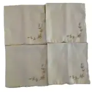 Decadence Ivory Set Of 4 Embroidered Cloth Napkins Floral Design 18”