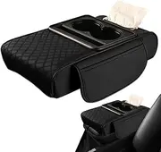 Car Armrest Storage Box, Car Armrest Box Booster Pad, Car Leather Armrest Box Pad, Car Center Console Storage Box, Car Center Console Organizer With Cup Holder, Phone Slot And Tissue Box Dispenser