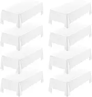 Showgeous 8 Pack White Tablecloth 60 x 102 Inch, Rectangle Table Cloth for 6 Foot Table, Wrinkle Resistant Washable Polyester Table Cover for Wedding Dining Table Buffet Parties and Camping