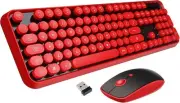 Wireless Keyboard Mouse Combo, 2.4GHz Typewriter Keyboard, Letton Full Red