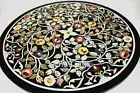 Round Marble Entryway Table Top Pietra Dura Art Coffee Table with Elegant Look