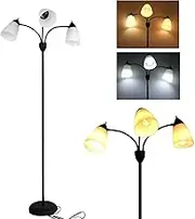 FIRVRE 3-Light Multi Head Floor Lamp Tall Pole Standing Lamp Modern Reading Lamp with Adjustable Arms PVC White Shades for Study Living Room Bedroom Kids RoomPlug in