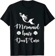 [X.Style] Mermaid Hair Don't Care Girls Matching Outfit ds1277 T-Shirt (L) Black