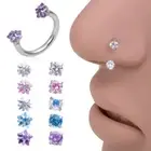 1pc Star Round Zircon Horseshoe Septum Piercing Nose Ring Cartilage Tragus Helix