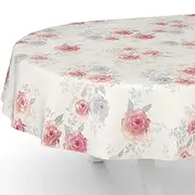 Oilcloth Tablecloth Oilcloth Tablecloth Washable Garden Tablecloth Water-Repellent Oval 180 x 140 cm Cut Edge Roses
