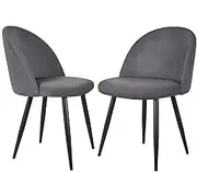 ALFORDSON Velvet Dining Chairs Set of 2, Kitchen Chair Bess Series, Metal Legs & Floor Protector, Reading Seating for Home Cafe Coffee Table, Max 150kg, Dark Grey