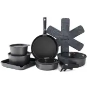 17 Piece Pots and Pans Set, Nonstick Detachable Handle Cookware Set, Inductio...