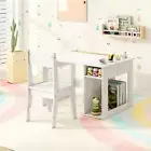 Kids Art Table & Chair Set Toddler Craft Wooden Drawing Play Desk w/ Paper Roll